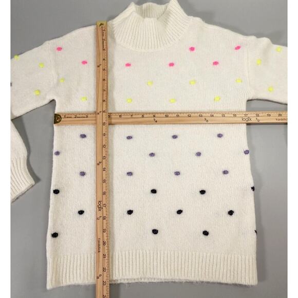 Loft Bobble Sweater Womens XXS Cream Gradient Polka Dot Knit Mock Neck 80s Retro - Picture 10 of 16